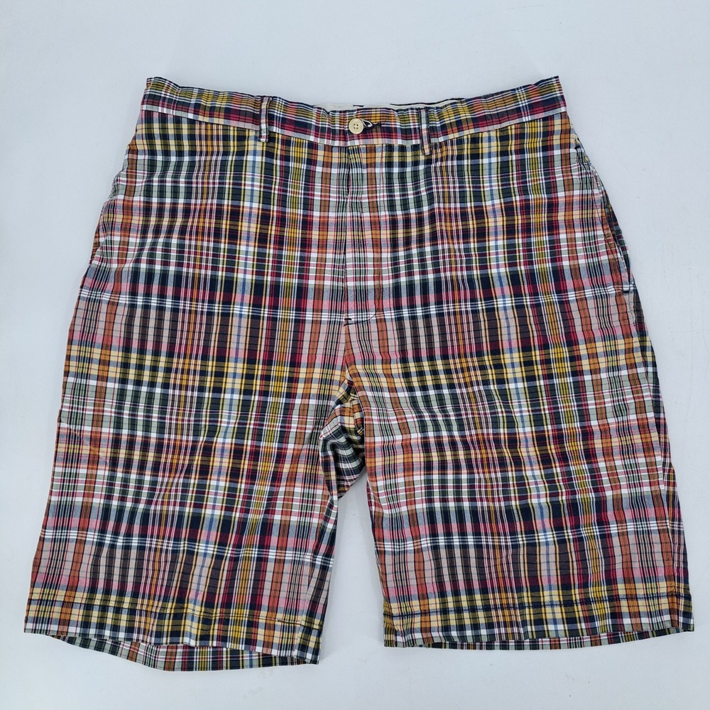 Polo Ralph Lauren Shorts Mens 36 Cotton Multicolor Madras Plaid Flat Front 9"
